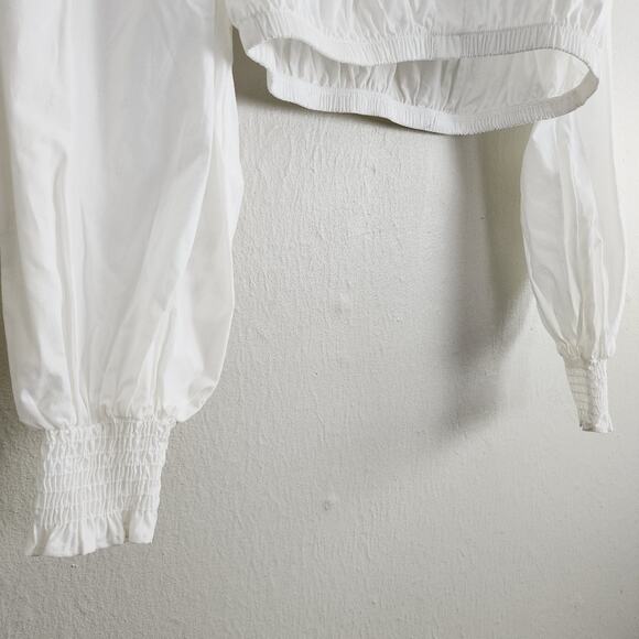 NWT Show Me Your Mumu White Count On Me Collar Crop Top Poplin L - Picture 9 of 12